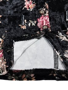 Trelyra French Vintage Floral Print Korean Velvet Women's Vest Black Lace Patchwork Women's Small Stand Collar Vest Gold Button Decoration Women's Vest - Black - View 8