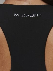 Musera Sport Scoop Neck Padded Bust Racer Back Logo Fitted Active Top Sport Essentials Basics Gym Workout Autumn Fall Winter - Black - View 6