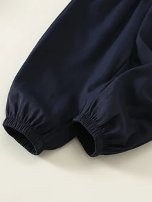 SHEIN 男女嬰兒/幼兒 2件組秋冬休閒可愛動物印花連帽外套套裝，嬰兒冬季服飾/套裝，街頭風 - 藏蓝色 - 查看 5