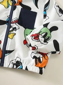 SHEIN 男女嬰兒/幼兒 2件組秋冬休閒可愛動物印花連帽外套套裝，嬰兒冬季服飾/套裝，街頭風 - 藏蓝色 - 查看 6