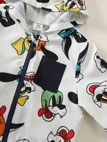 SHEIN 男女嬰兒/幼兒 2件組秋冬休閒可愛動物印花連帽外套套裝，嬰兒冬季服飾/套裝，街頭風 - 藏蓝色 - 查看 4