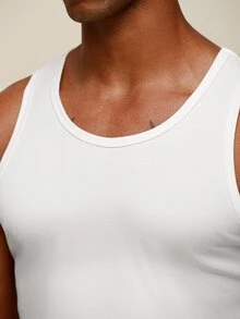 OTTIMOZO 男士運動背心，跑步健身，戶外休閒 - 白色 - 查看 5