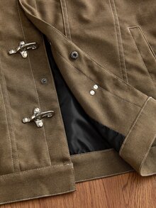 SWAVVY Men's Street Fashion Long Sleeve Jacket With Airplane Buckle - Brown - View 7