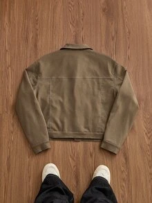 SWAVVY Men's Street Fashion Long Sleeve Jacket With Airplane Buckle - Brown - View 3