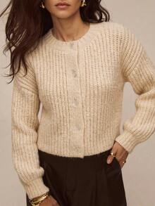 ATUI Studio Women's Fashion Gentle Single-Breasted Long Sleeve Cardigan - Apricot - View 2