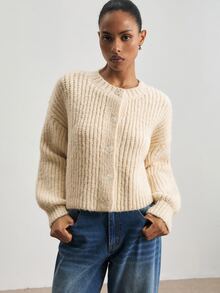 ATUI Studio Women's Fashion Gentle Single-Breasted Long Sleeve Cardigan - Apricot - View 9