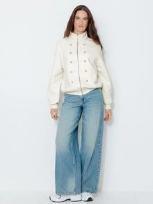 Pimkie Edition Women's Solid Color Zipper & Button Design Casual Jacket - Beige - View 5