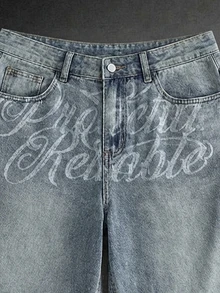 NORVETH Men's Washed Denim Shorts With Embroidery, Fashionable - Blue - View 5