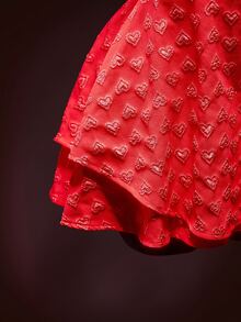 SHEIN ICON 女士性感时尚心形提花垂褶领吊带迷你连衣裙 - 紅色 - 查看 6