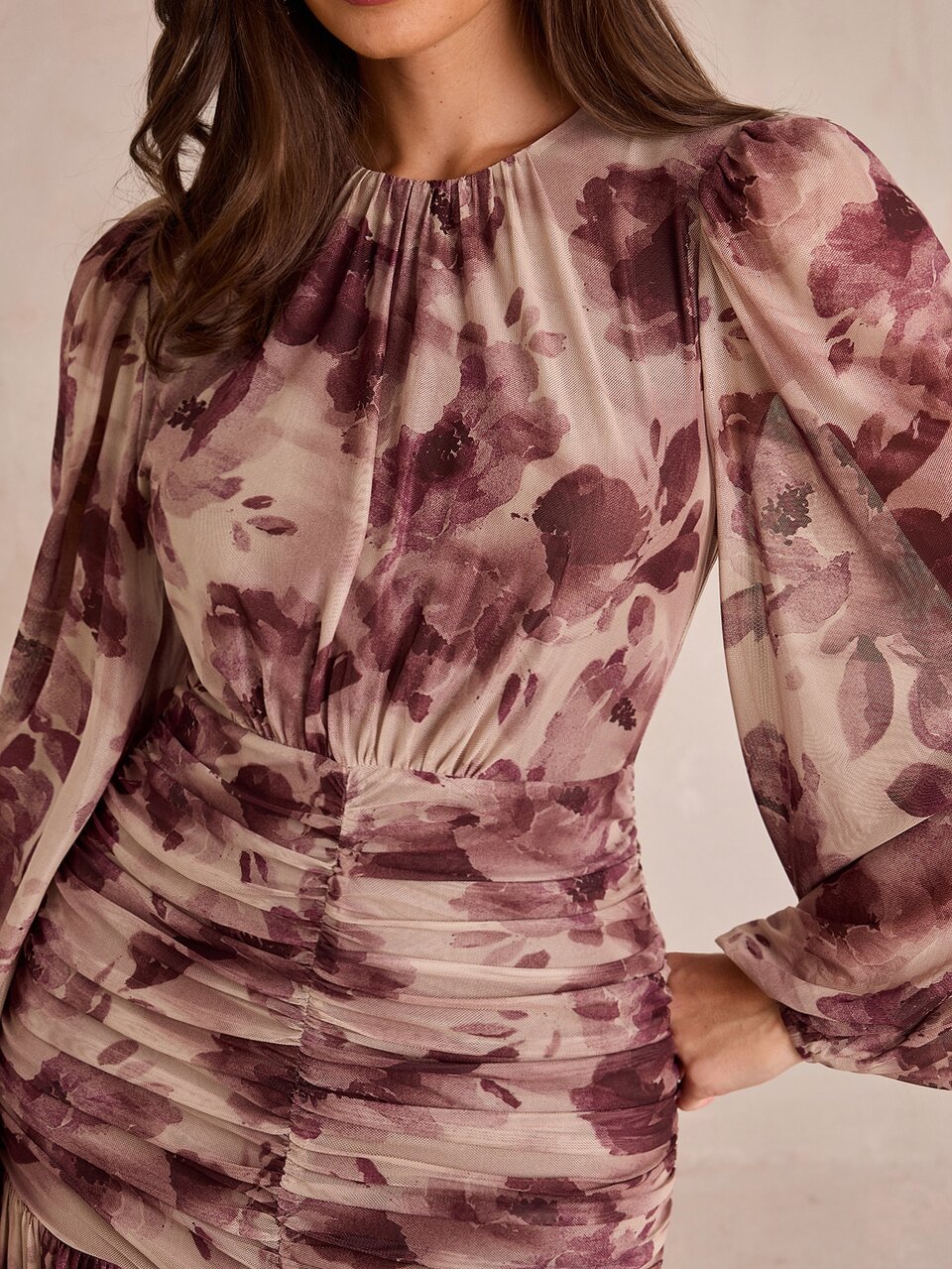 Enchnt Premium Pre-Fall Romantic Women's Elegant Dark Pink Printed Dress,Saudi National Day,Casual Dress,Party Dress,Festival Outfits,New Year Outfits