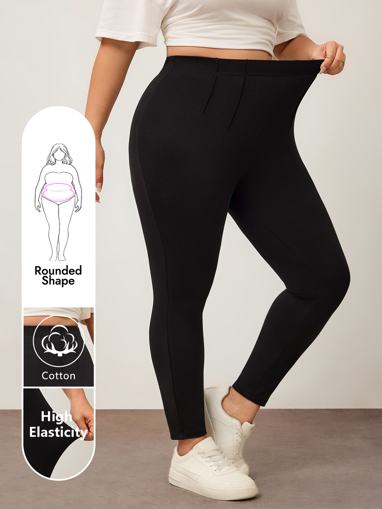 Enliva Celana Panjang Ukuran Besar Kasual Smart Casual untuk Berkomuter Warna Polos Pinggang Tinggi Nyaman Musim Gugur Wanita Bahan Elastis Tinggi Celana Olahraga Hitam - Hitam - View 8