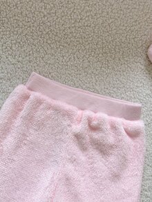 SHEIN Playful Pals 新生女嬰可愛甜美粉色兔耳毛絨法蘭絨長袖圓領加厚衛衣褲套裝，生日冬季聖誕節假日毛絨款 - 粉色 - 查看 7