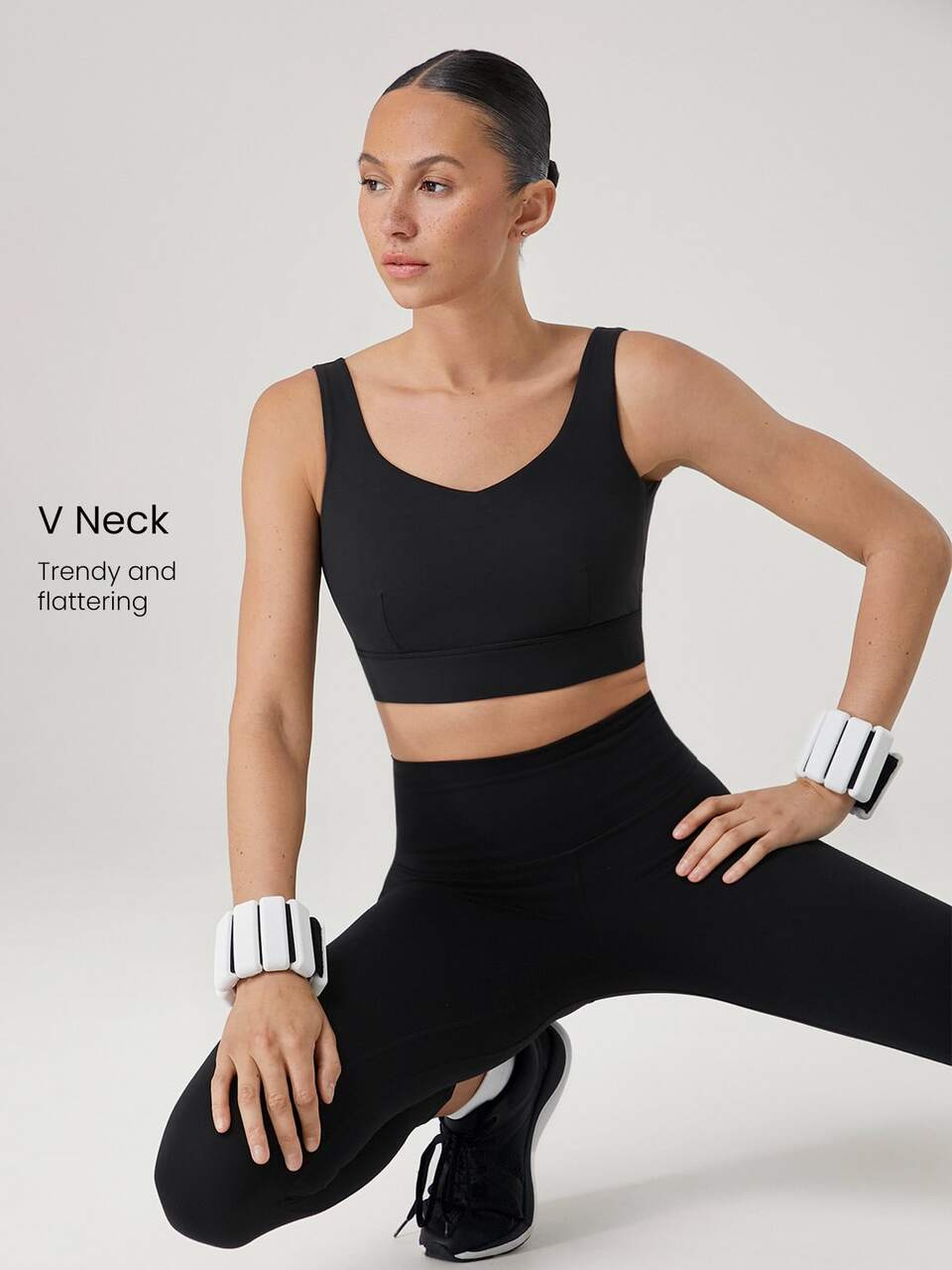 FeatherFit™-Sculpt Built-In Cups V-Neck Backless Adjustable Sports Bra Medium Impact Running Jogging Training Gym Workout  Spring Summer