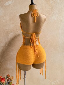 Soleia Setelan Sweater Wanita untuk Liburan Pantai, Musim Panas, Gaya Boho Seksi, Warna Oranye - Kuning - View 8