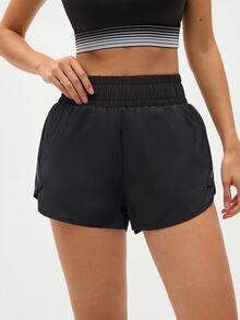 SHEIN Sports Women's Elastic Waist Polka Dot Print Loose Casual Shorts - Black - View 10