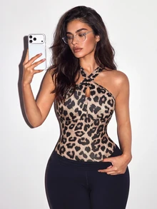 Slayform Sexy Leopard Print Criss-Cross Sports Jumpsuit - Multicolor - View 4