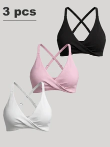 Velisys Velisys 3 PCS Seamless Yoga Sports Bra, With Twist Design At Front, Versatile For Sports And Everyday Wear - Multicolor - View 3