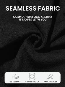 SHEIN Core Rhythm Women's Capri Length Seamless Sports Leggings, Suitable For Running, Yoga, Ball Games - Black and White - View 5