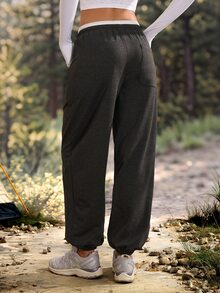 Exploreva Exploreva Women's Cuffed Sweatpants For Sports And Outdoor - Dark Grey - View 2