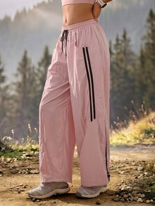 Exploreva Exploreva Women's Drawstring Waist Cuffed Outdoor Long Pants - Pink - View 4