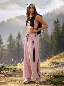 Exploreva Exploreva Women's Drawstring Waist Cuffed Outdoor Long Pants - Pink - View 6