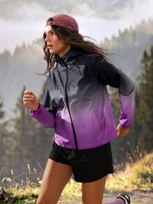 Exploreva Exploreva Women's Gradient Color Casual Versatile Daily Outdoor Jacket,Trail Run Outfit - Purple - View 7