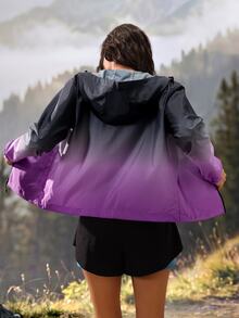 Exploreva Exploreva Women's Gradient Color Casual Versatile Daily Outdoor Jacket,Trail Run Outfit - Purple - View 2
