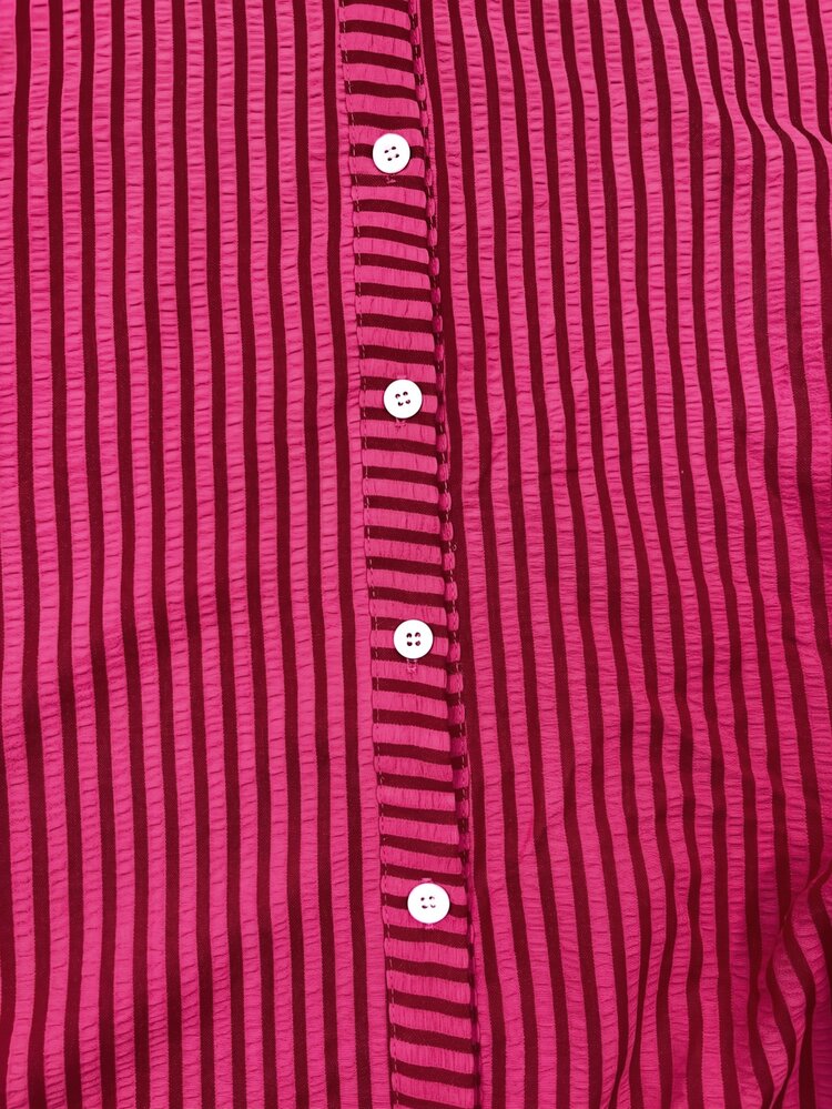 SHEIN LUNE Plus Size Women's Striped Dropped Shoulder Long Sleeve Single-Breasted Casual Shirt - Multicolor - View 5