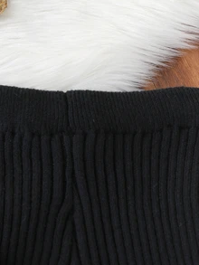 Tween Girls Sweater Set Black Long Sleeve Pullover Sweater Long Pants Ribbed Knit Suitable For Spring Autumn Winter Wear Matching With Jeans Jacket Padded Coat - Black - View 7