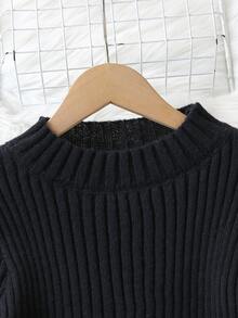 Tween Girls Sweater Set Black Long Sleeve Pullover Sweater Long Pants Ribbed Knit Suitable For Spring Autumn Winter Wear Matching With Jeans Jacket Padded Coat - Black - View 4