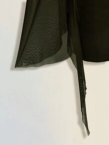 SHEIN ICON Sexy Oversized Cowl Neck Mesh Patchwork Backless Mini Dress - Army Green - View 6