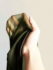 SHEIN ICON Sexy Oversized Cowl Neck Mesh Patchwork Backless Mini Dress - Army Green - View 10