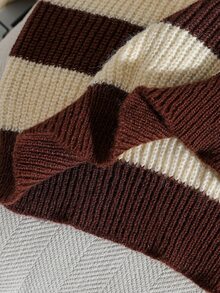 Tween Girls Long Sleeve Sweater, Earth Tone Round Neck Pullover Striped, Suitable For Spring And Autumn, Pairs With Jeans, Jackets And Padded Coats - Multicolor - View 9