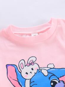 Tween女孩/女孩修身休閒居家服可愛螢光卡通動物印花修身睡衣套裝（2件組），包含長袖圓領上衣與長褲，柔軟舒適居家服，適合8-12歲 - 粉色 - 查看 11