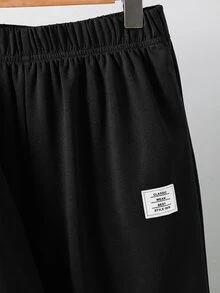 SHEIN 青少年男孩拼色寬鬆長袖連帽衫套裝，冬季，街頭風，畢業，返校 - 黑色 - 查看 5