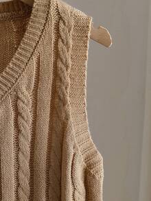 Girls (Large) Khaki Sleeveless Sweater Vest, Suitable For Autumn And Winter, Can Be Paired With Coats And Padded Jackets - Khaki - View 5