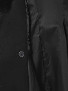 SHEIN ICON Women's Elegant Flared Faux Fur Patchwork Double-Breasted Jacket, Autumn/Winter Dress Coat,Fall - Black - View 11