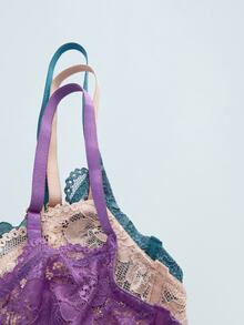 Softvol 3件装女士纯色蕾丝薄杯钢圈舒适文胸 - 彩色 - 查看 17