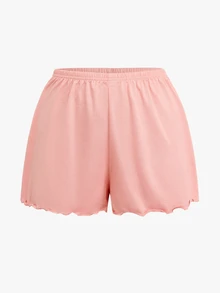 Bisouelle Spring/Summer New Minimalist Blank Ruffle Hem Shorts 3pcs & Solid Color Minimalist Comfortable Home Pajama Pants 3pcs - Multicolor - View 13