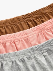 Bisouelle Spring/Summer New Minimalist Blank Ruffle Hem Shorts 3pcs & Solid Color Minimalist Comfortable Home Pajama Pants 3pcs - Multicolor - View 12