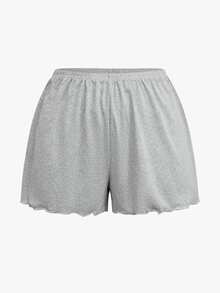 Bisouelle Spring/Summer New Minimalist Blank Ruffle Hem Shorts 3pcs & Solid Color Minimalist Comfortable Home Pajama Pants 3pcs - Multicolor - View 15