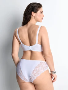 Slumbrini 3 Peças Sutiãs Plus Size para Mulheres, Cor Sólida, Renda Fina, Sem Arame, Laço, Levantamento Subbusto, Lingerie Confortável - Multicolorido - Visão 2