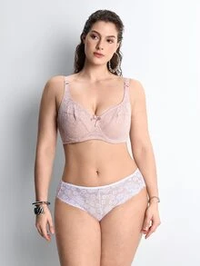 Slumbrini 3 Peças Sutiãs Plus Size para Mulheres, Cor Sólida, Renda Fina, Sem Arame, Laço, Levantamento Subbusto, Lingerie Confortável - Multicolorido - Visão 8