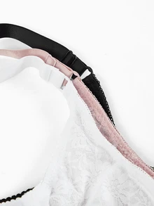 Slumbrini 3 Peças Sutiãs Plus Size para Mulheres, Cor Sólida, Renda Fina, Sem Arame, Laço, Levantamento Subbusto, Lingerie Confortável - Multicolorido - Visão 16