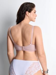 Slumbrini 3 Peças Sutiãs Plus Size para Mulheres, Cor Sólida, Renda Fina, Sem Arame, Laço, Levantamento Subbusto, Lingerie Confortável - Multicolorido - Visão 7