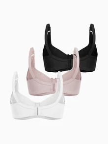 Slumbrini 3 Peças Sutiãs Plus Size para Mulheres, Cor Sólida, Renda Fina, Sem Arame, Laço, Levantamento Subbusto, Lingerie Confortável - Multicolorido - Visão 11