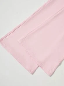 女童 2 件組休閒極簡套裝，秋季穿搭，粉色牛奶絲面料修身拉鍊夾克與鬆緊腰修身喇叭褲 - 粉色 - 查看 7