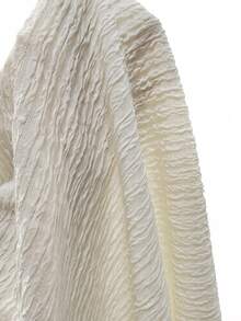 Tideelle Cardigan Wanita Berenda Ruffle Warna Putih Gading, Kain Bertekstur Musim Gugur Terbaru, Serbaguna untuk Pemakaian Sehari-hari dan Kencan Malam, Pesta, Liburan, Romantis, Elegan - Putih - View 5