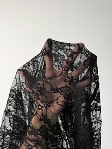 SHEIN ICON Women's Sexy Sheer Lace Flare Sleeve Top - Black - View 9