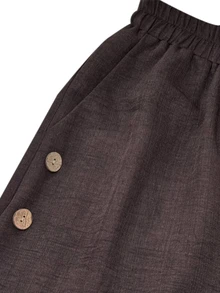 Glimmora Women's Vintage Boho Artistic Style Casual Loose Slimming Round Neck Short Sleeve Top And Wide Leg Pants Set Vacation Dark Grey Summer - Coffee Brown - View 6